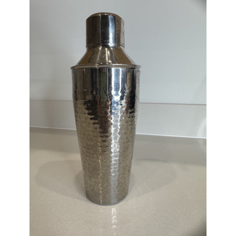 Hammered‎ Stainless Steel Cocktail Shaker 3-Piece Cobbler Style Silver Barware - Picture 2 of 6